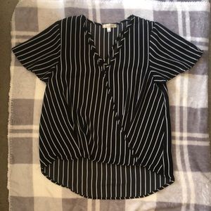 Juniors striped crossed dress shirt